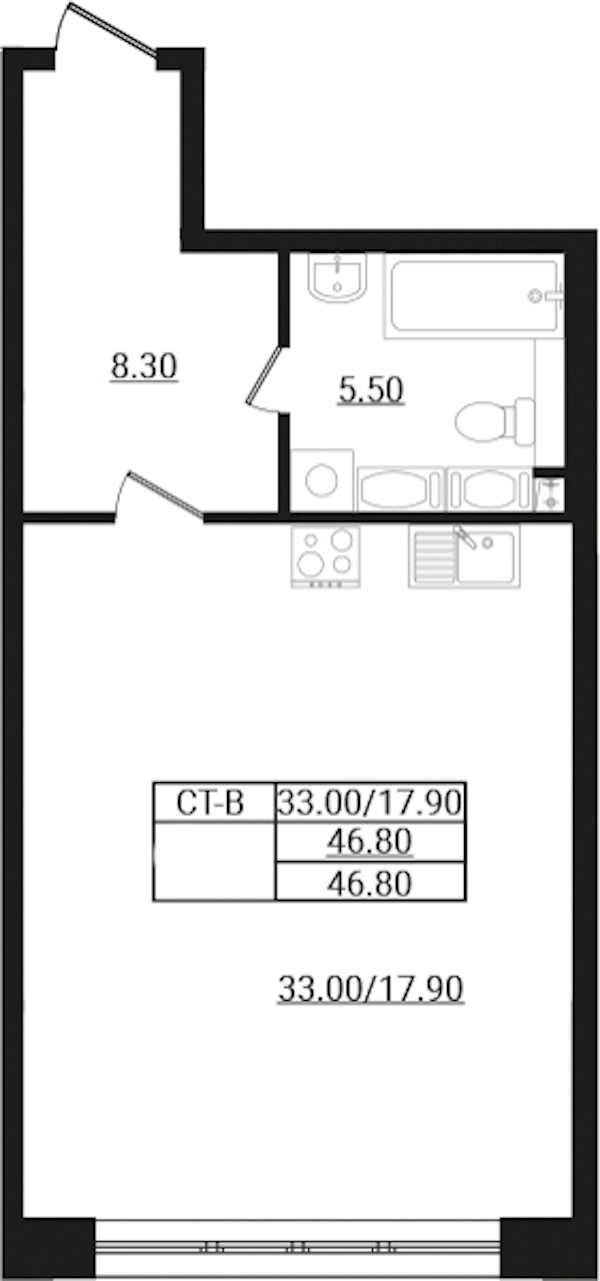 Квартира студия 48.4 м², 4/9 эт., ЖК «Эко Гармония»